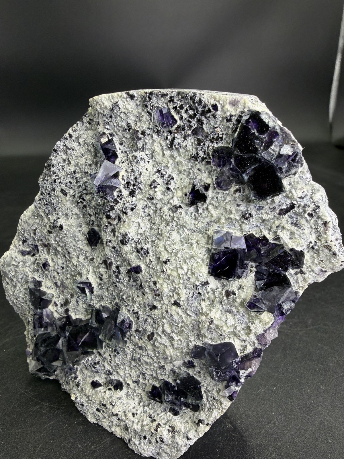 Natural Starry Night Purple Fluorite Crystal Cluster Pyrite Druzy Quartz UV