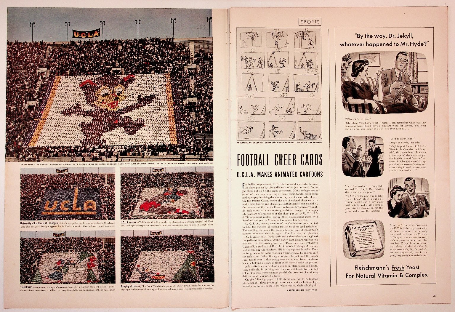 1940s UCLA Football Cheer Cards High School Cheerleaders Magazine Pages