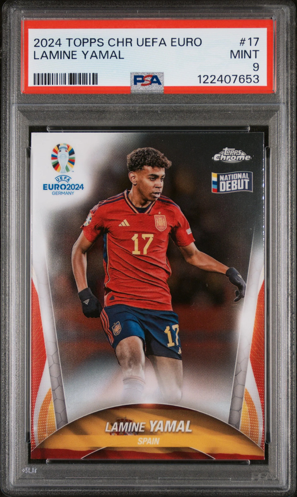 LAMINE YAMAL 2024 Topps Chrome UEFA Euro RC #17 PSA 9