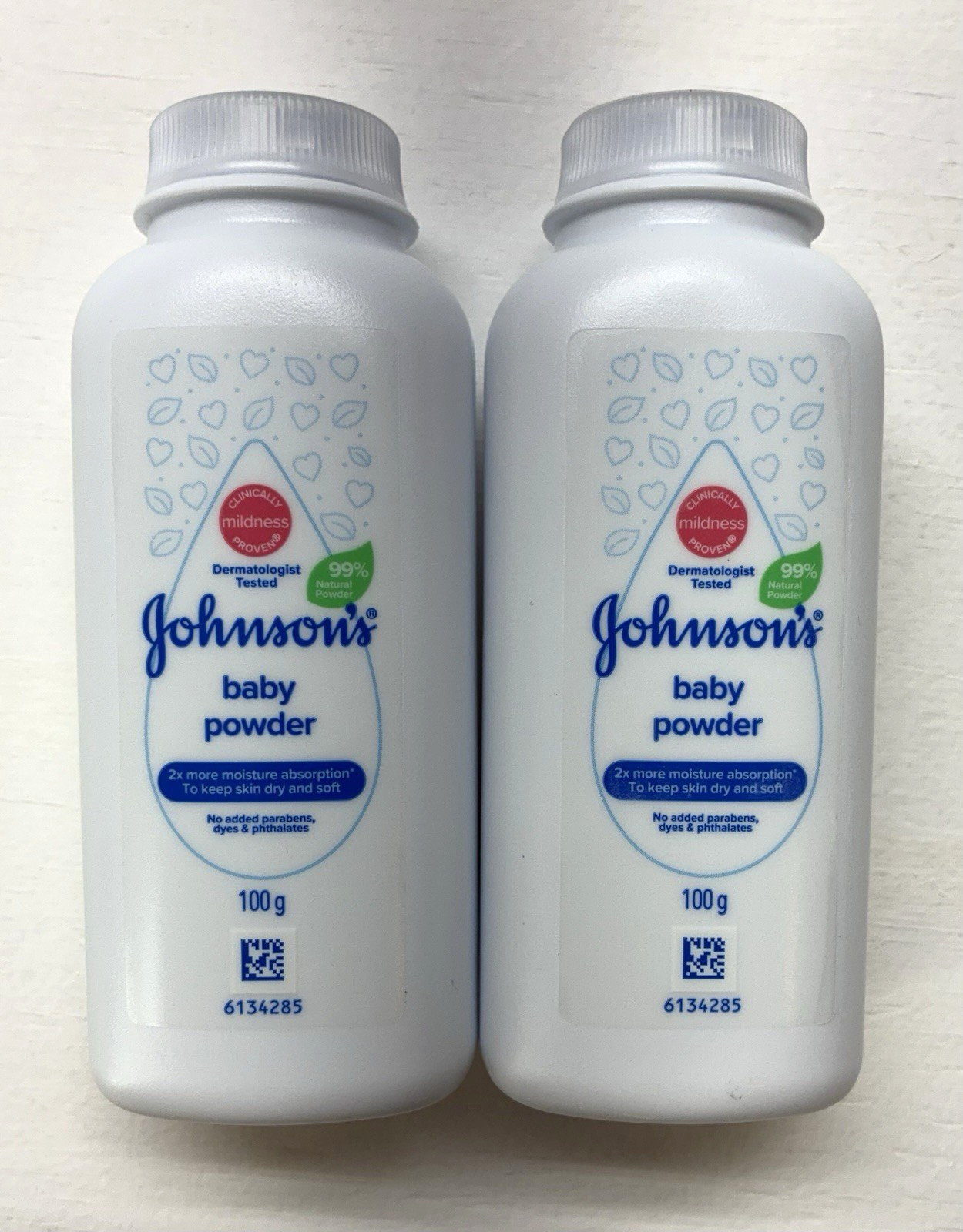 Johnson’s Baby Powder Original Pink Label 100g Lot of 2 New Sealed Exp 2029