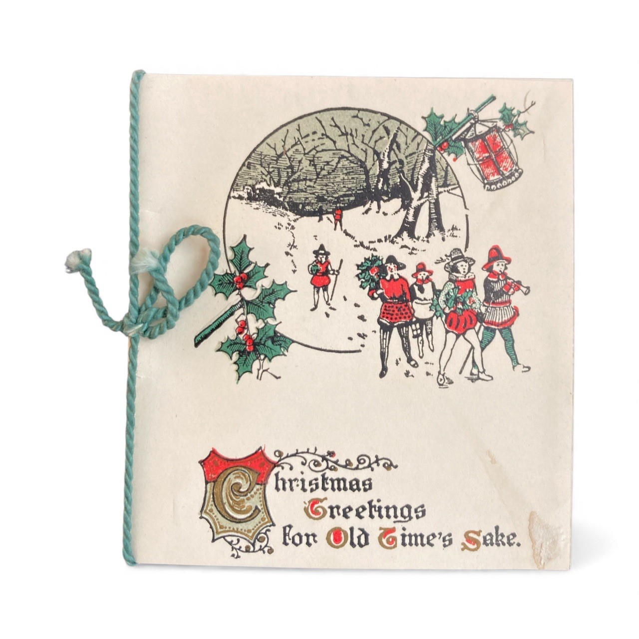 1880s-90s Victorian British Made Christmas Card Tiny Booklet w/Envelope
