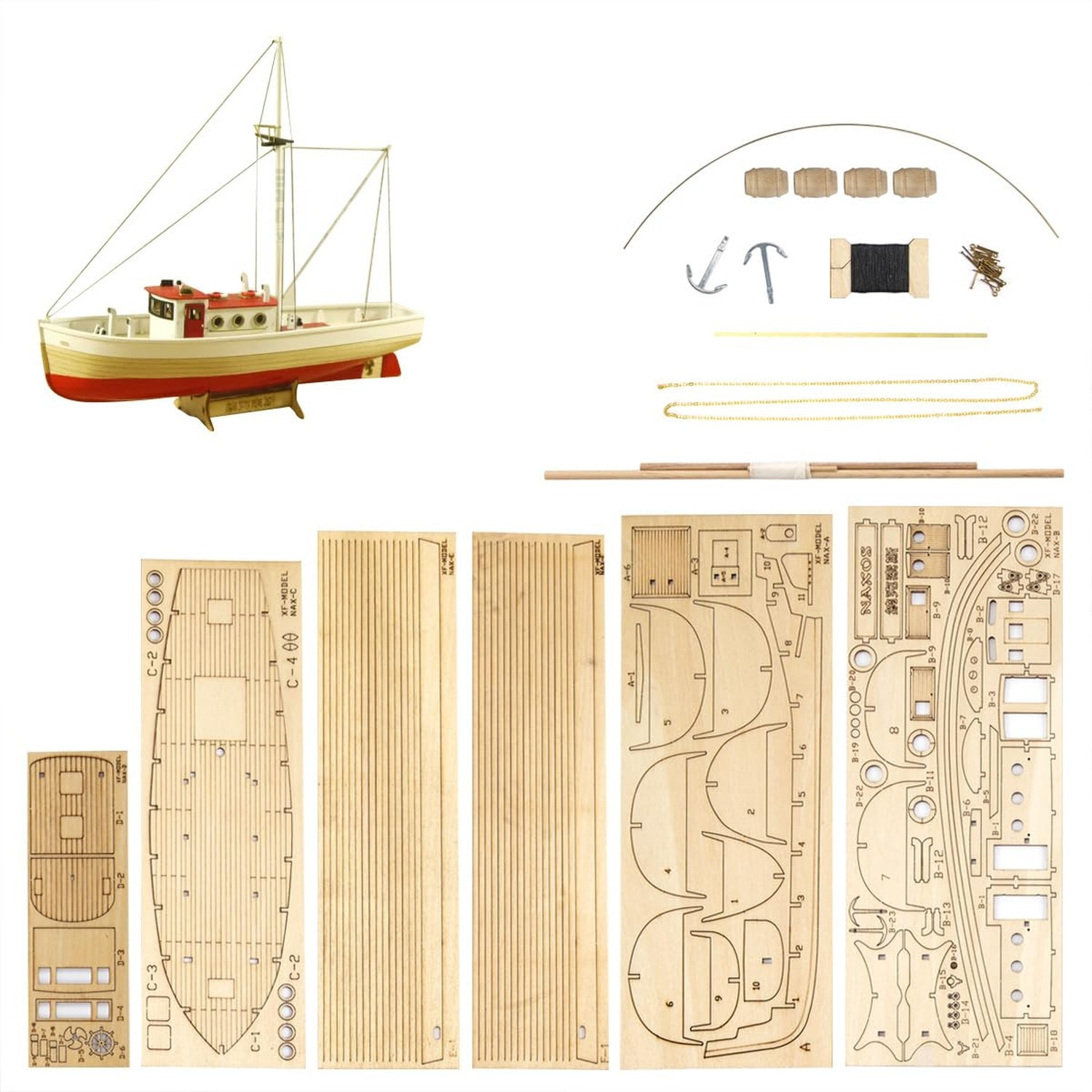 GAWEGM Ship Model Building Kit - 1/66 Naxos Mediterranean Fishing Boat