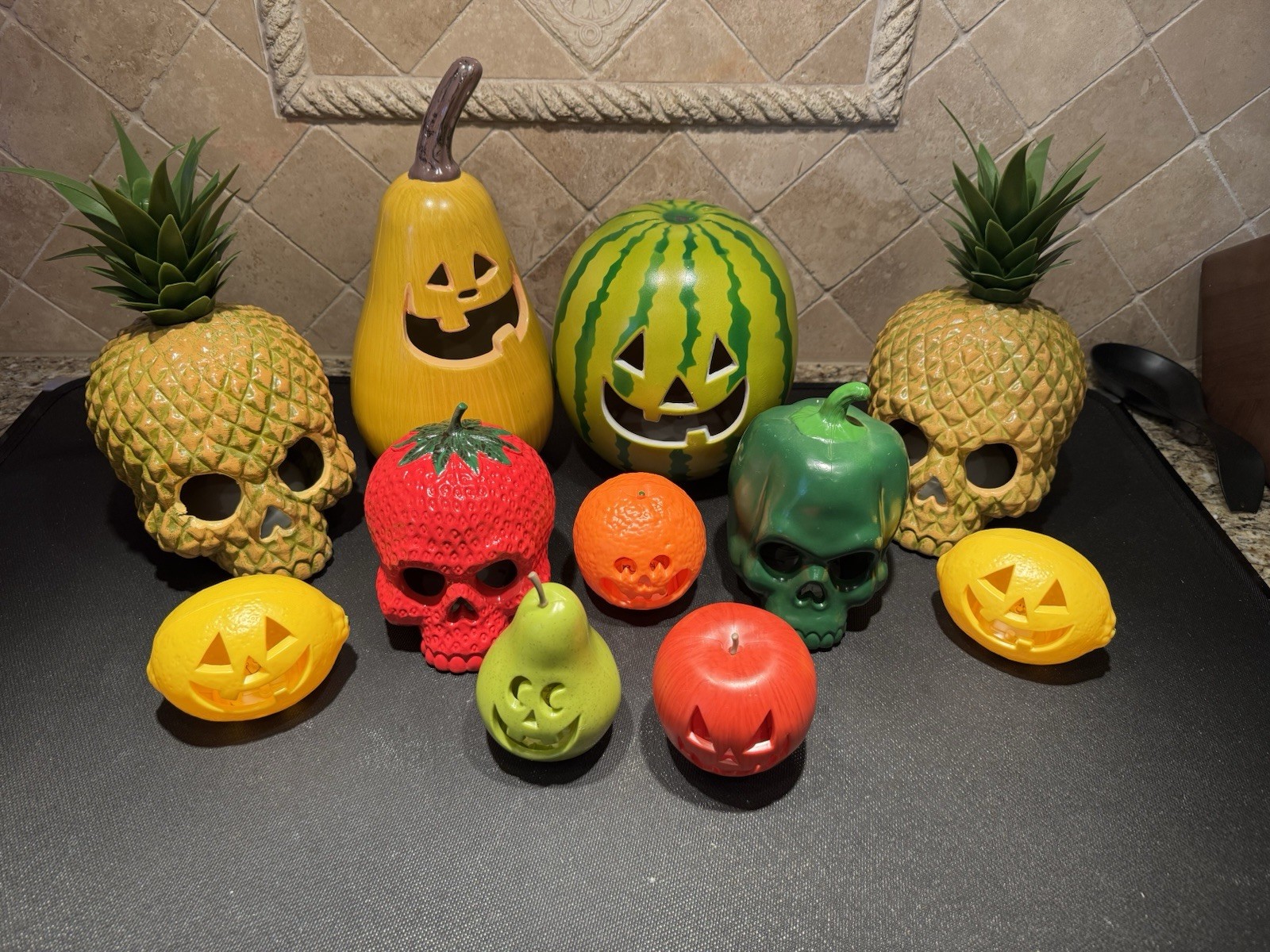 Target Hyde & EEK 11pc LED Fruit Skull Jack O Lantern Halloween Decor Lot Rare