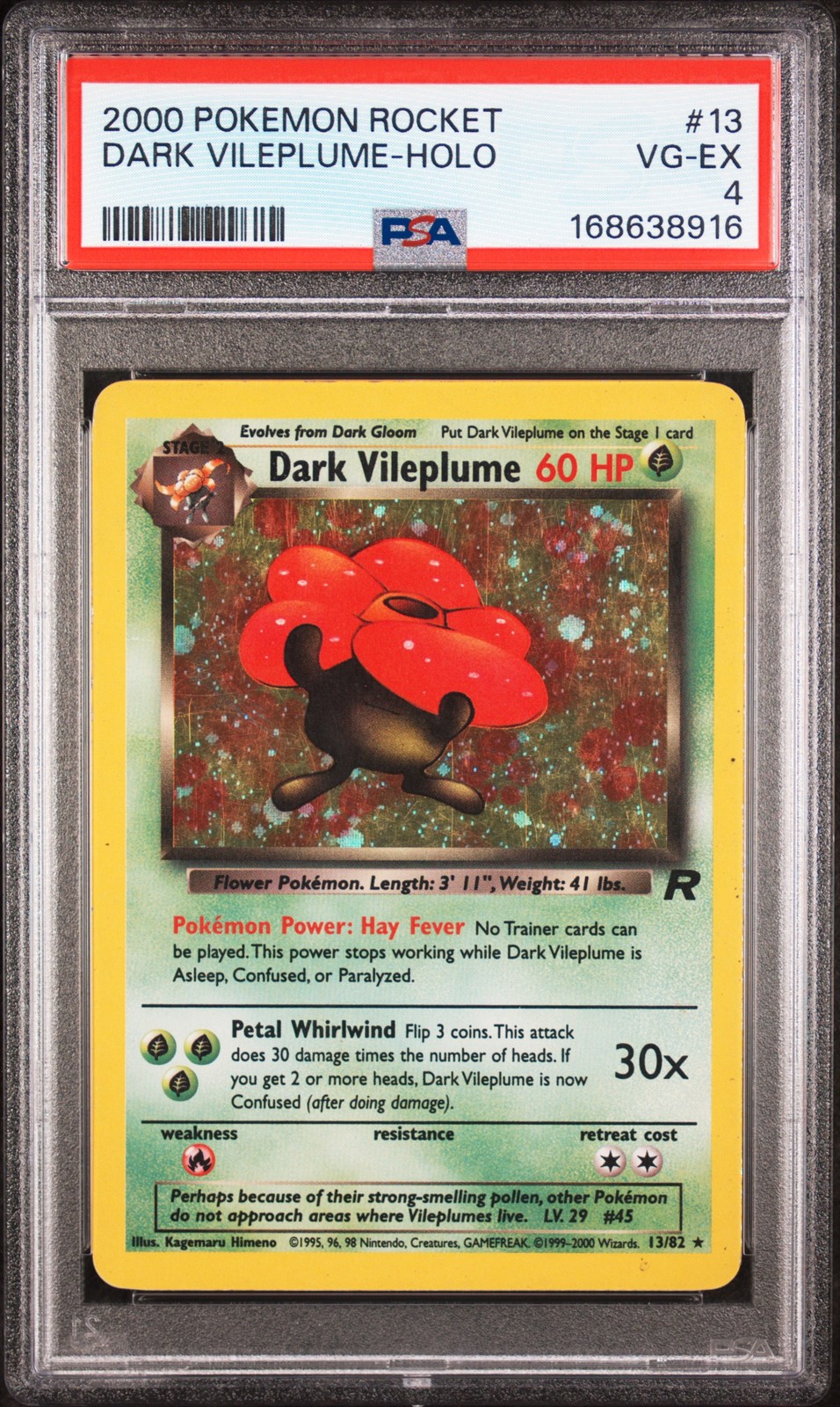 2000 Pokemon Rocket #13 Dark Vileplume-Holo PSA 4