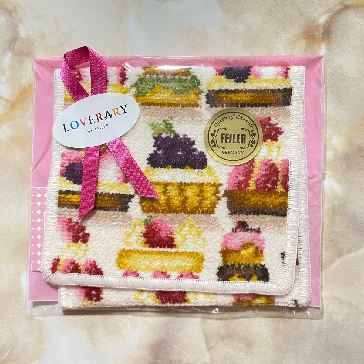 LOVERARY BY FEILER Dolce Handkerchief Pouch Weave Pale Apricot 14.5x14cm Germany