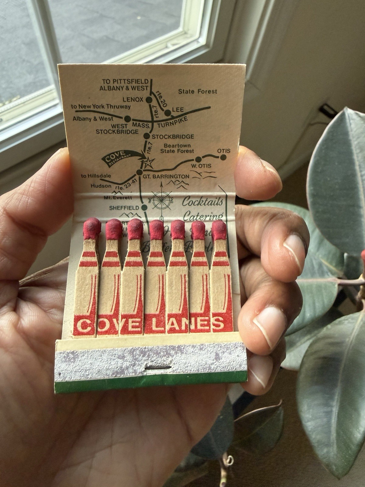 Vintage Cove Lanes Matchbook - Great Barrington MA - Full Unstruck - Die Cut