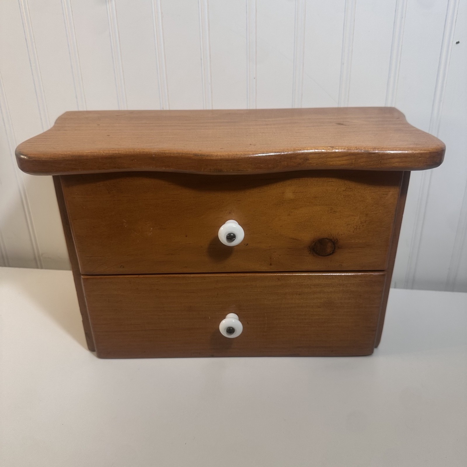 Vintage Jewelry Box Container 60’s Mid Century Dresser Top Storage Wooden 14X6X9