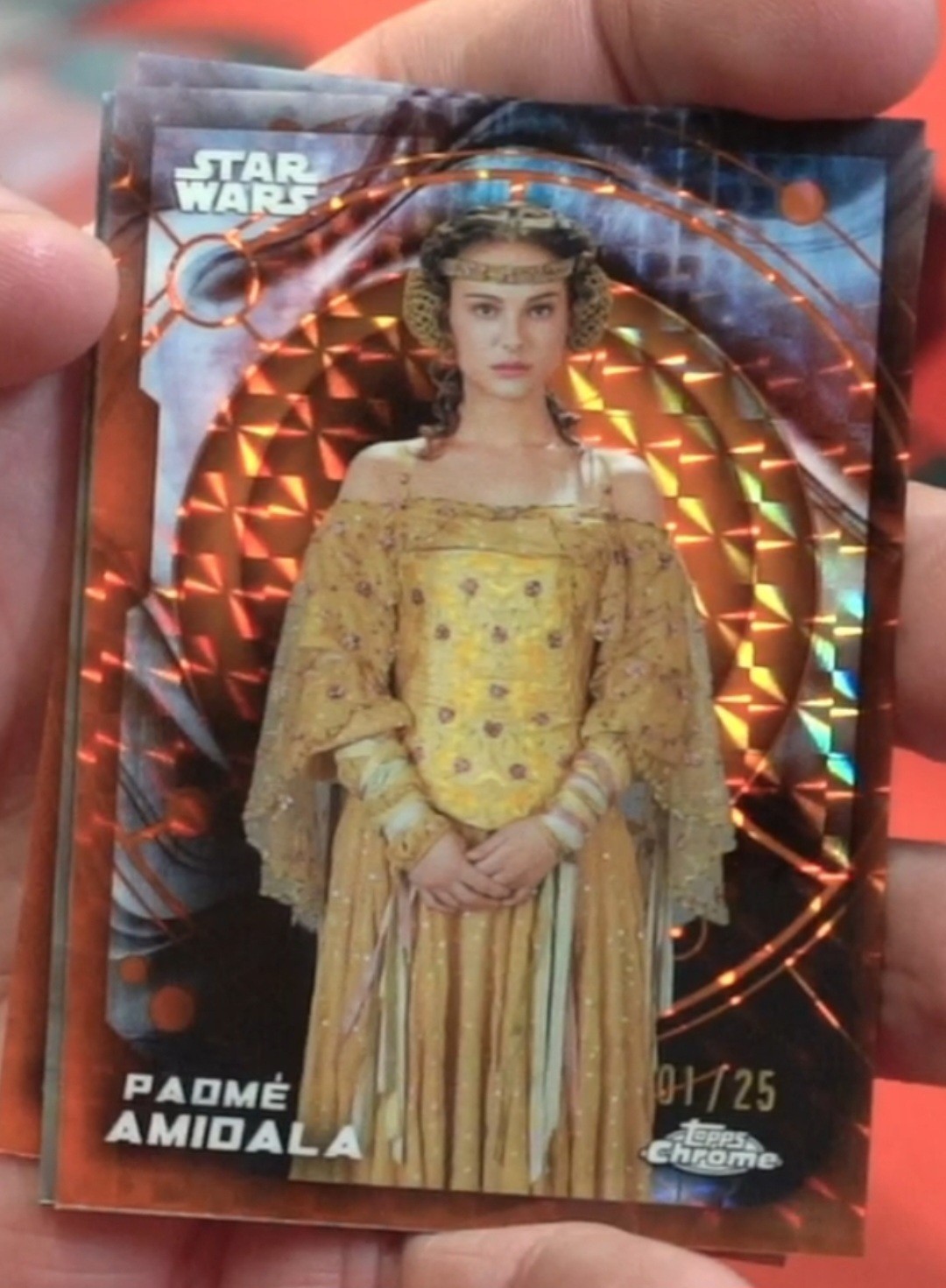 2026 Topps Chrome Star Wars Padme Amidala Orange Geometric Refractor 1/25