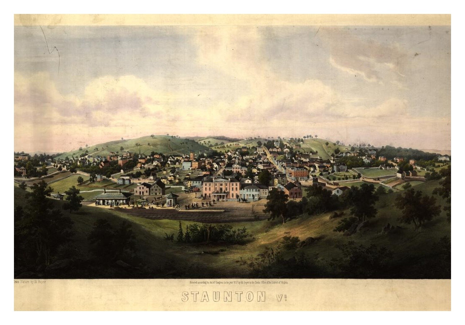 Staunton Virginia Bird\'s-Eye View Standard Postcard