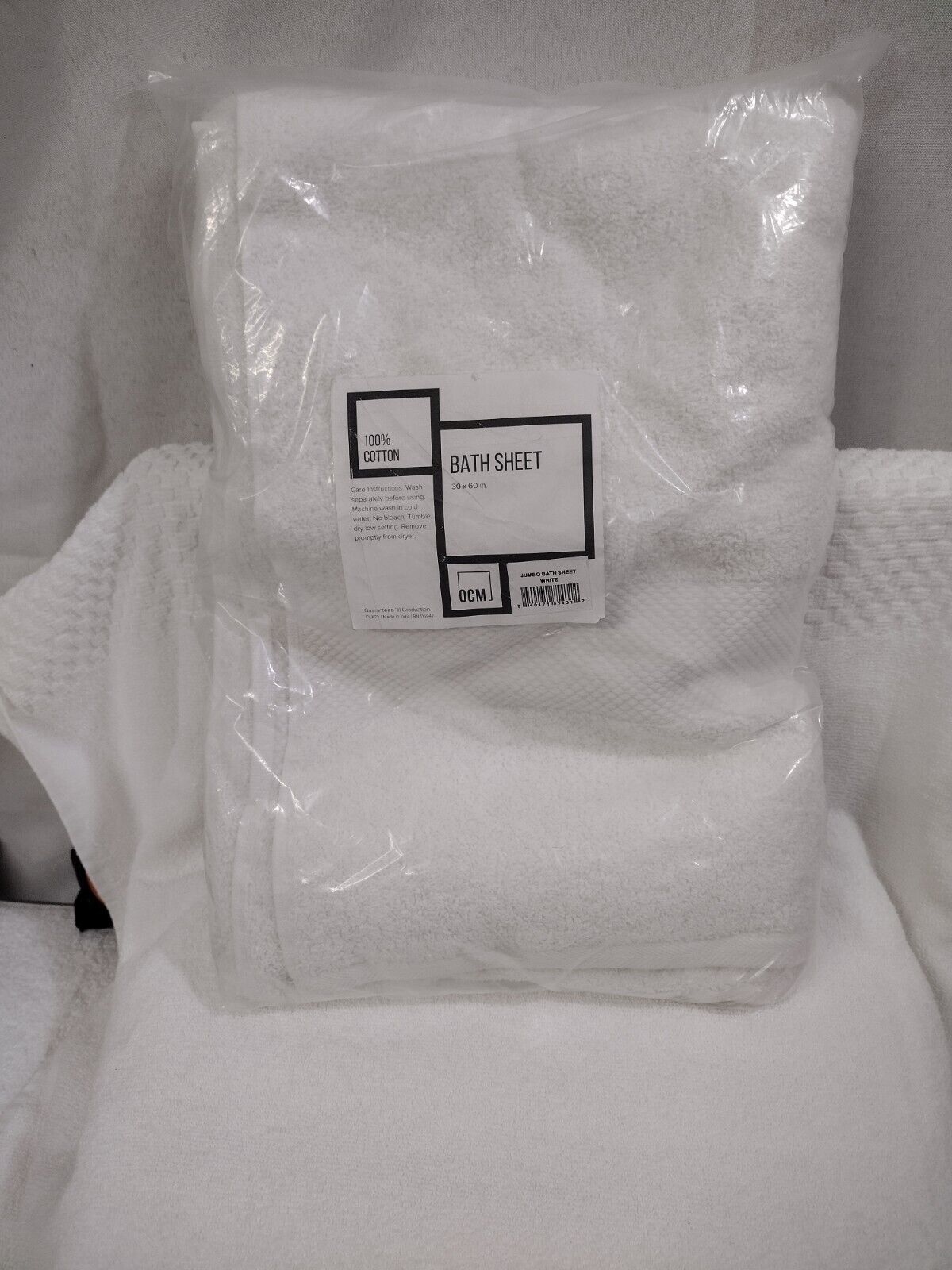 New, OMC 100% Cotton Jumbo White Bath Sheet 30\