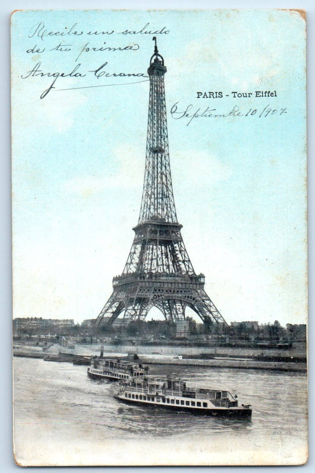 Île-de-France France Postcard Eiffel Tower Paris 1927 Antique Posted