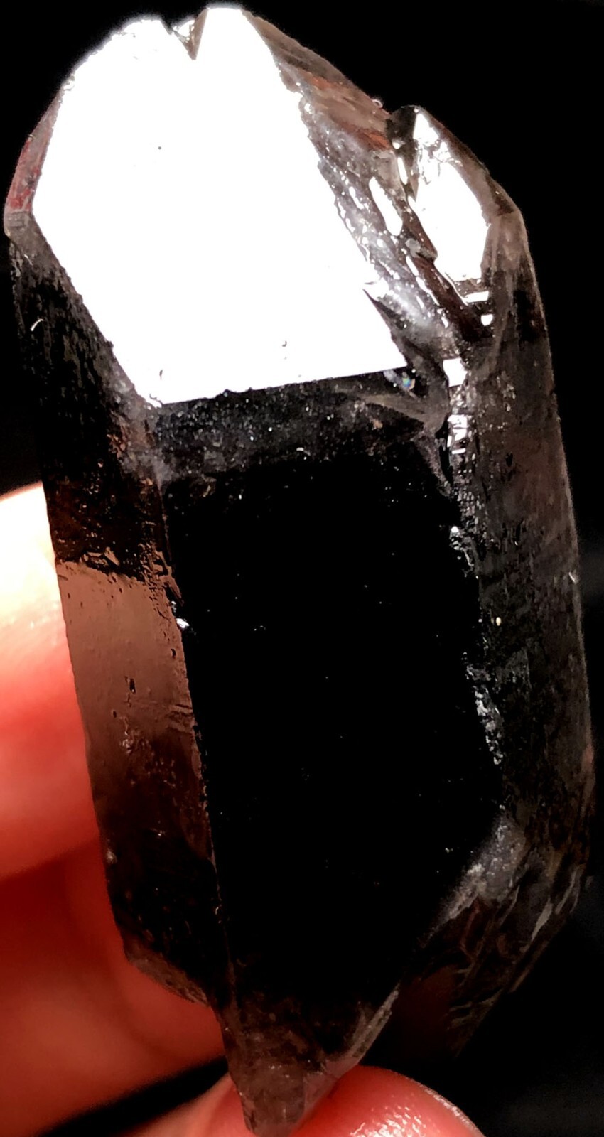 28g Natural Black SMOKY skeletal Elestial QUARTZ Crystal Point DT&Phantom  s563