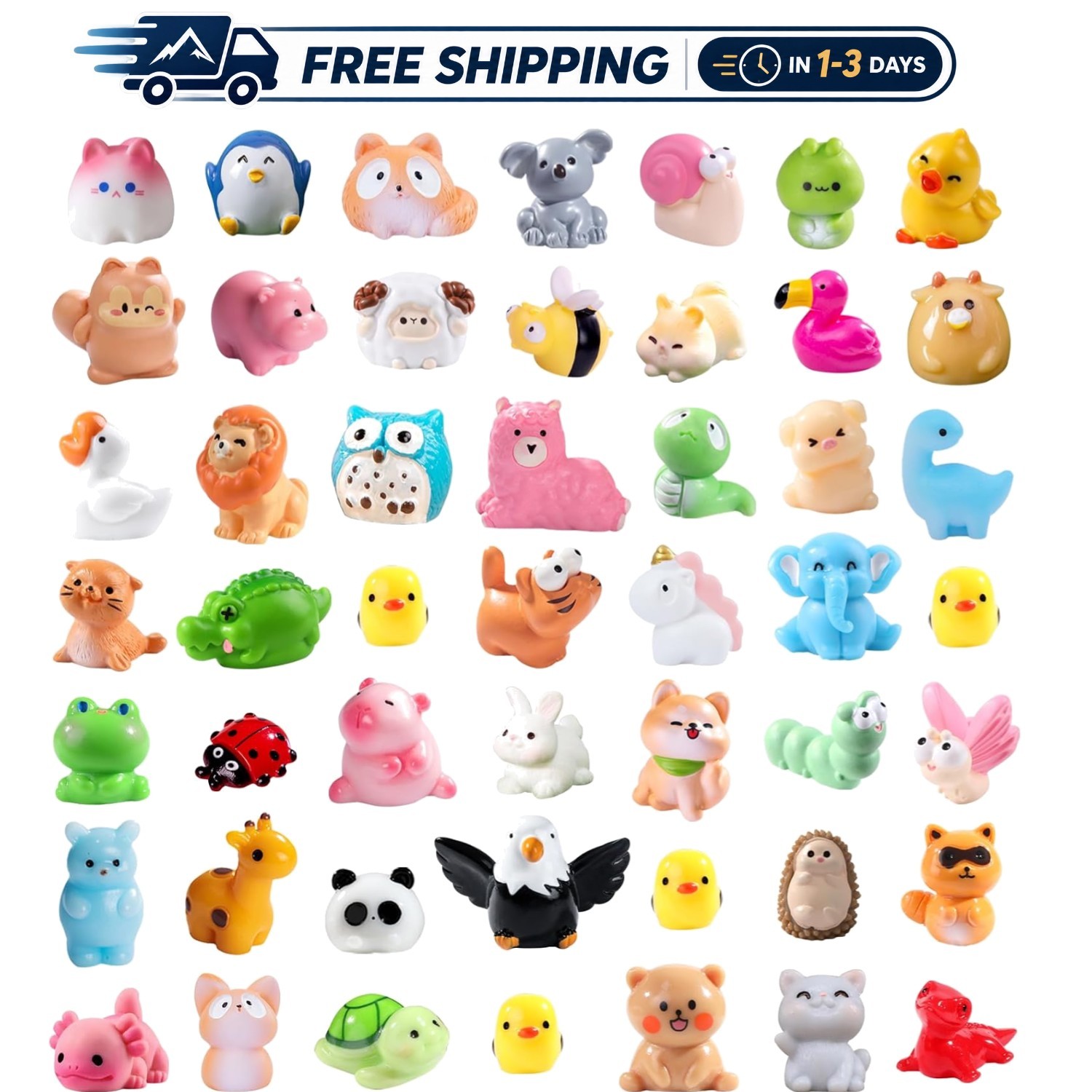 50pcs Mini Resin Animal Figures - Charming Decorative Accents for Crafts