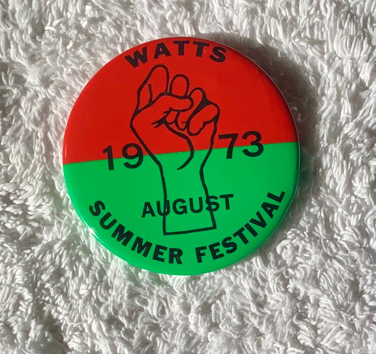 Watts Summer Festival August 1973 Vintage pinback button Black  Pride