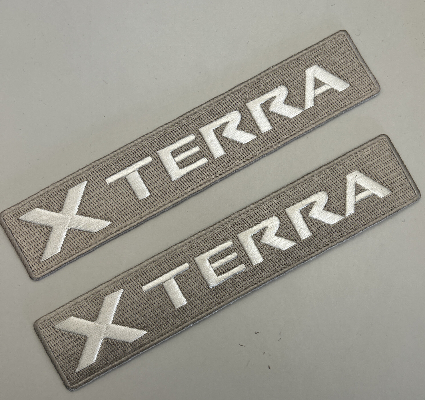 Set Of Two (2) X TERRA Embroidered Patch 1.25”x6.5” TAN On TAN Nissan