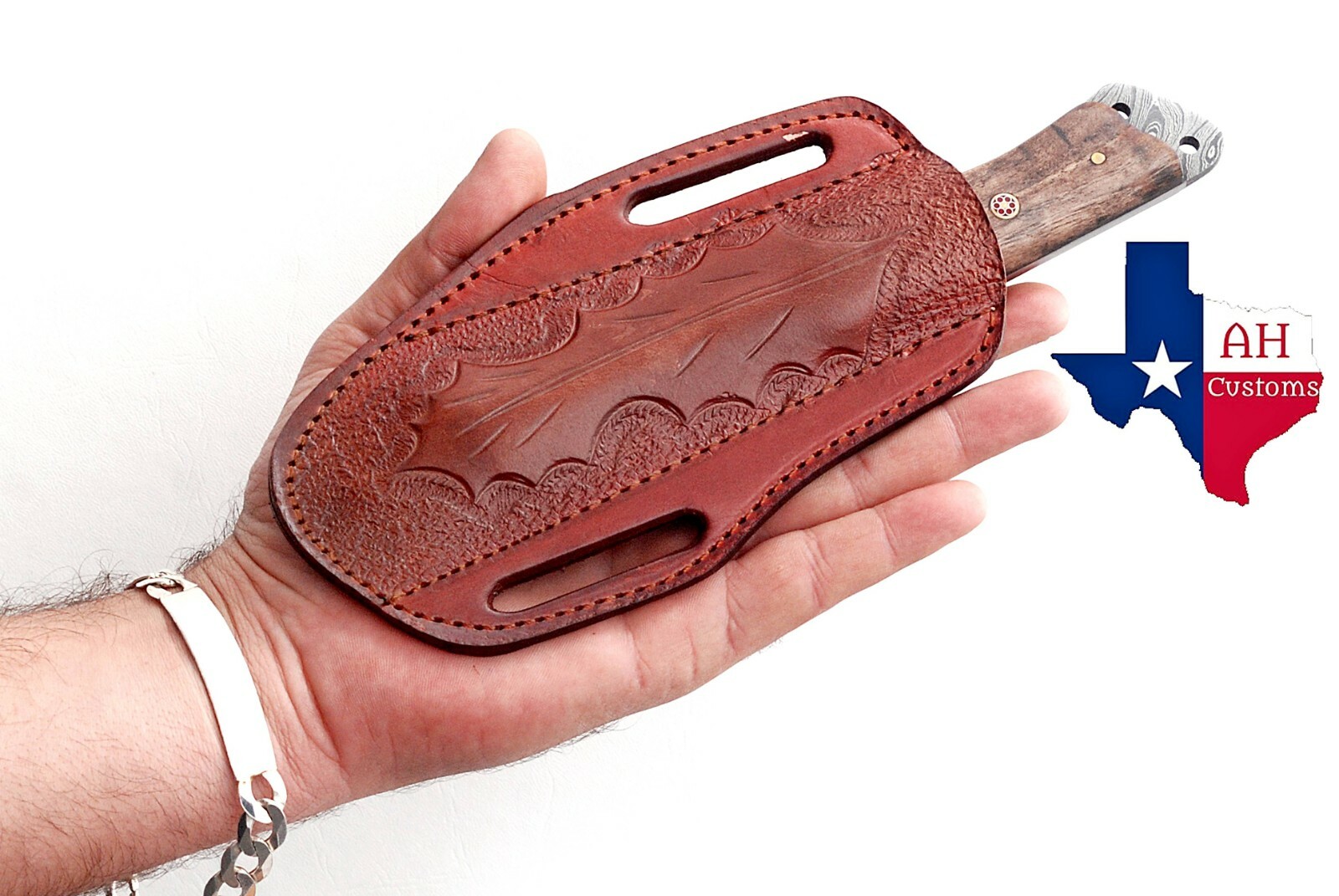 HAND MADE PURE ENGRAVED LEATHER SHEATH FOR FIX BLADE KNIFE LEFT HAND HOLSTER