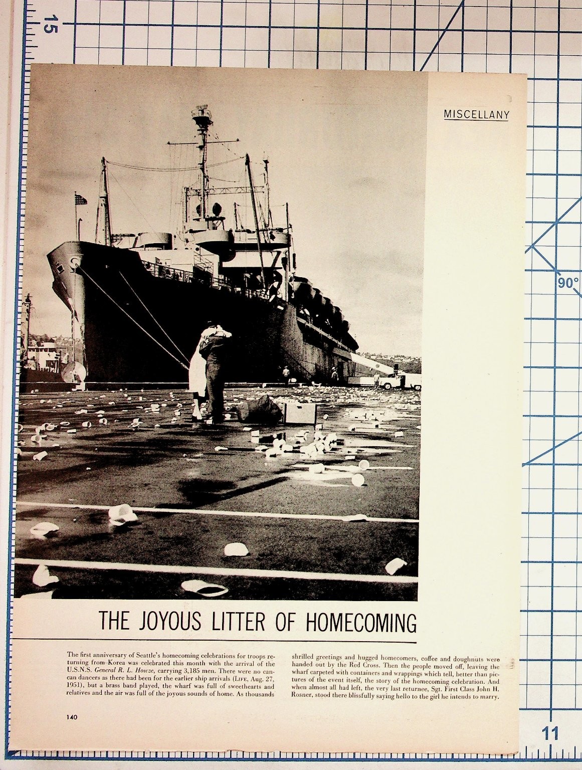 1951 Seattle Korean War Troops Homecoming USNS General R.L. Howze Magazine Photo