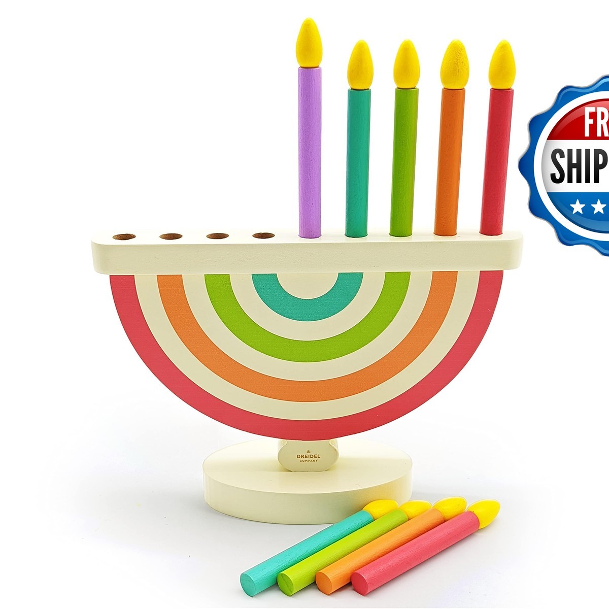 The Dreidel Company Wooden Hanukkah Menorah Kids - 9 Candles (Single)