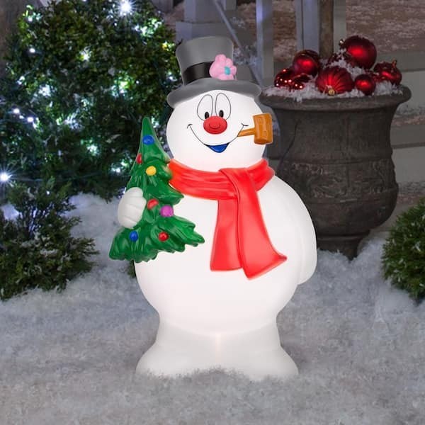 Gemmy 24in Lighted Blow Mold Frosty Snowman with Tree Christmas Decor G-882068