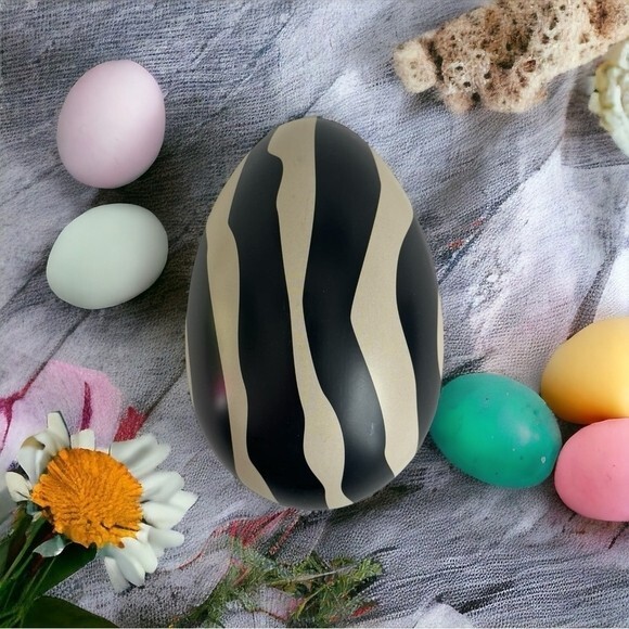 GAVA Fillable Tin Easter Egg Zebra Pattern 4.5