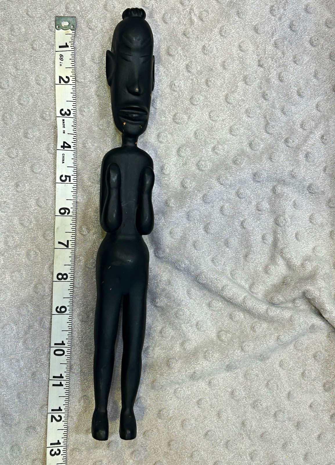 Vintage African-Style Carved Wood Female Figure Sculpture Black 12.5”