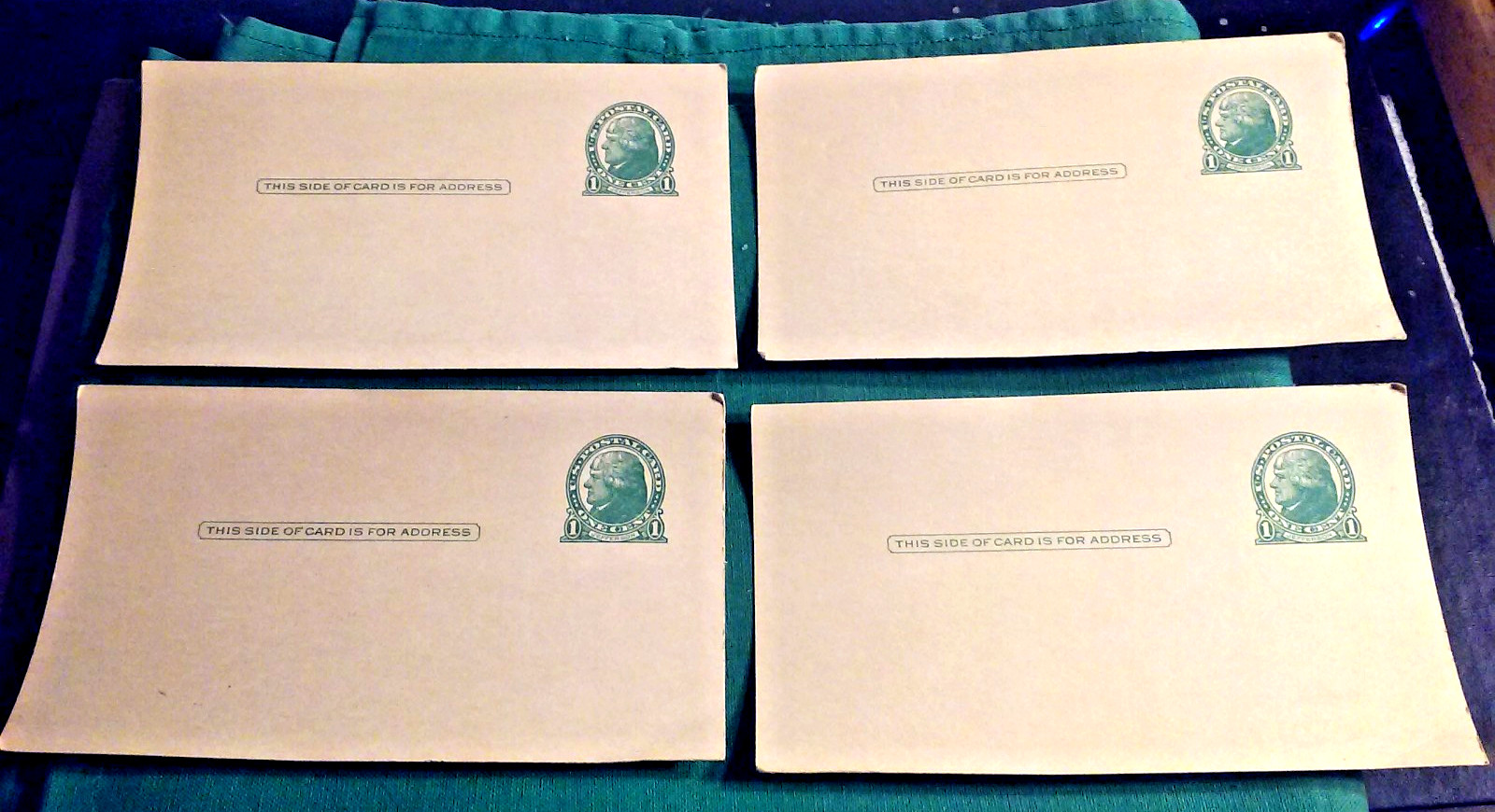Lot 4 Early 1900\'s 1-Cent Jefferson Printed Stamp Blank Unused Mailing PostCards