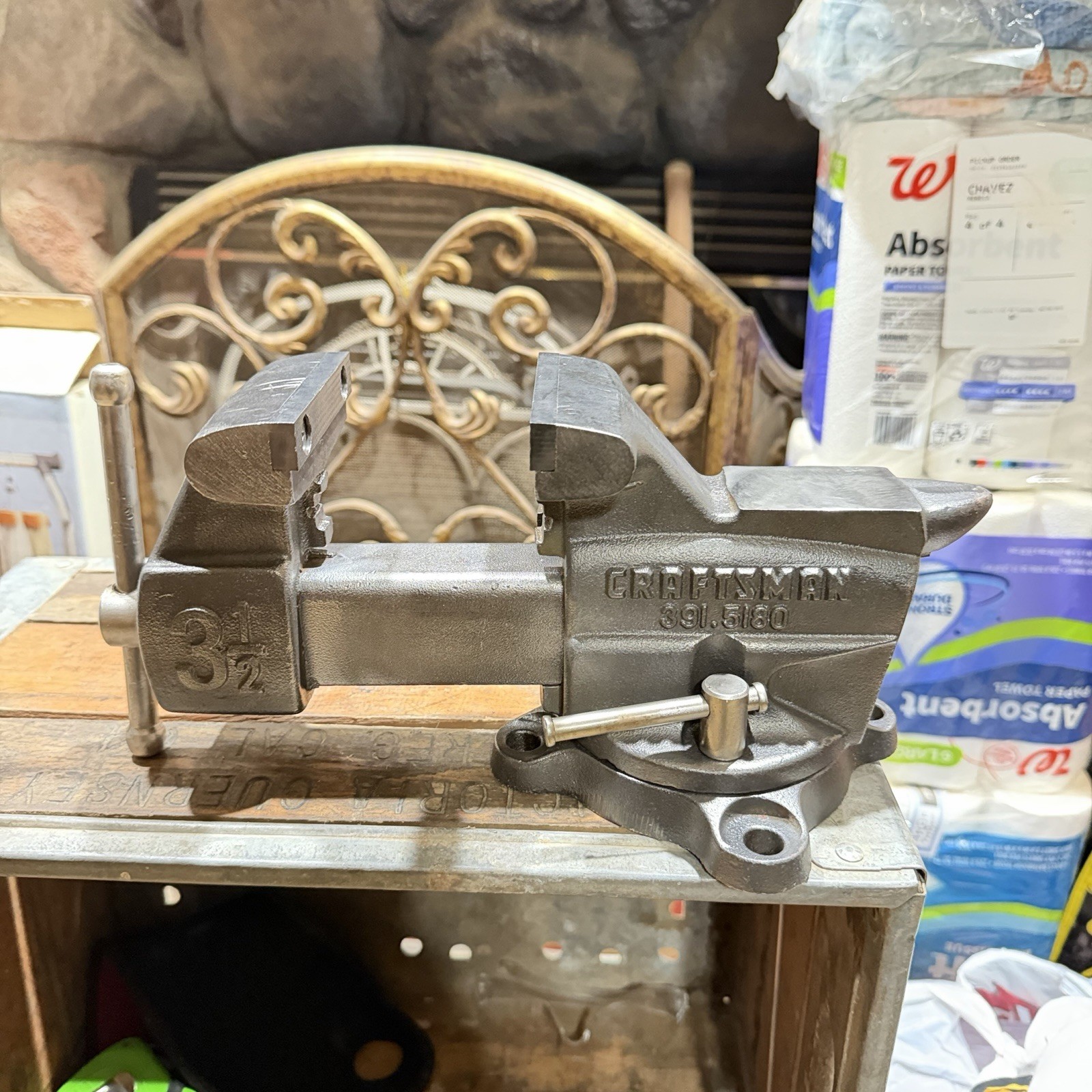 Vintage Craftsman 3-1/2” Jaw Bench Vise,With Swivel Base & Pipe Grips 17 lbs