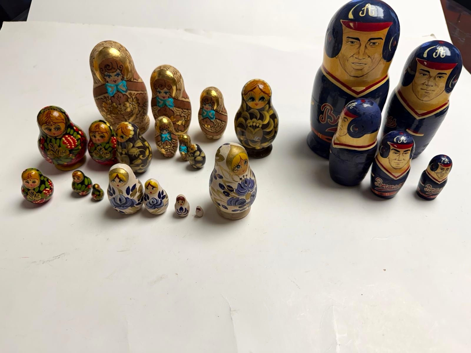 Russian Matryoshka Nesting Dolls Lot Handmade Hand-Painted incl. Sports Set