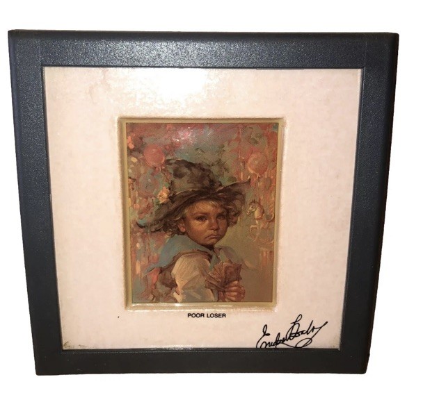 Neat Endre Szabo  POOR LOSER Terra-Cotta ￼Tile Framed authentic 1987 vintage 