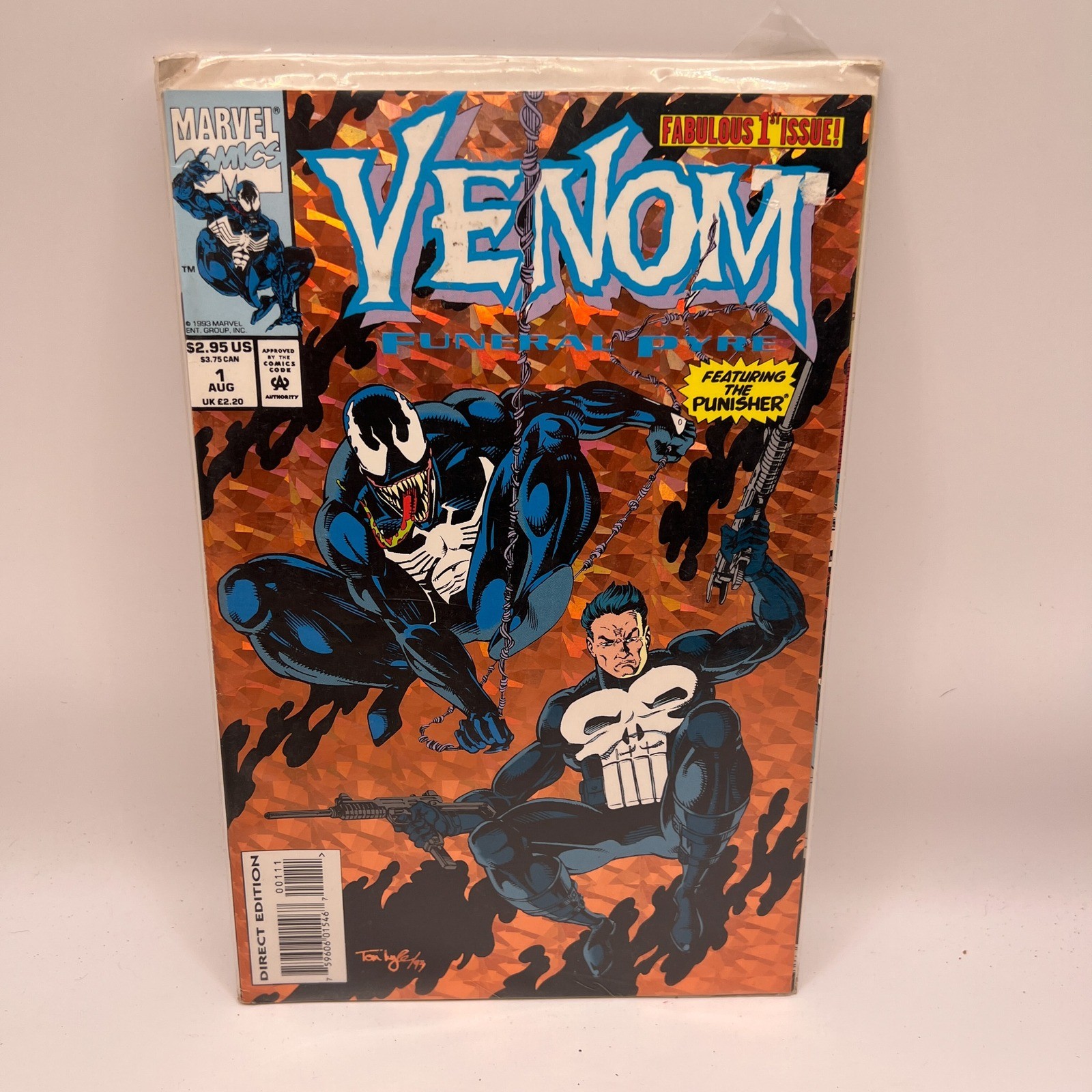 Venom Funeral Pyre 1 Marvel Comics 1993 Punisher Foil Cover Direct Edition
