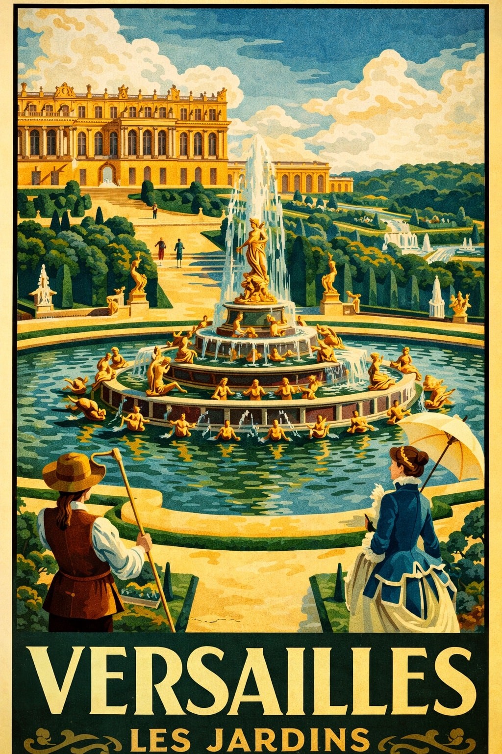 🌟 Versailles Les Jardins Poster - Art Deco Style 16x24” - Premium 💎 Art Print