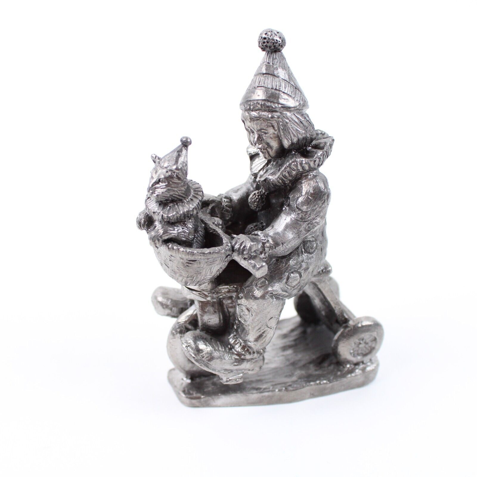 Michael Ricker Pewter Clown On Bike with Cat Figurine 1997 Handcrafted