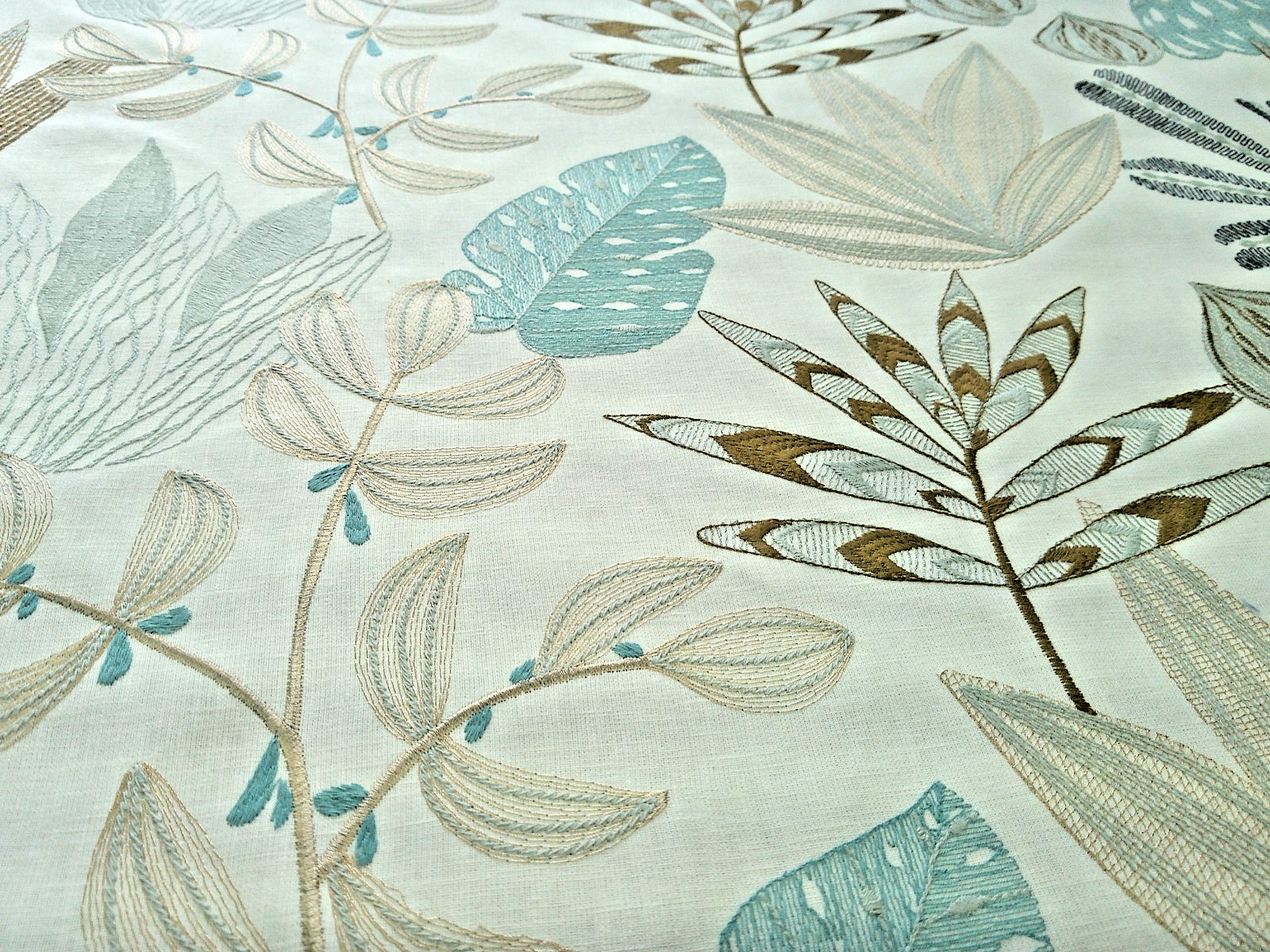 Casamance Embroidered Botanical Multi-Color Made in France Poe\'sie Savage BTY