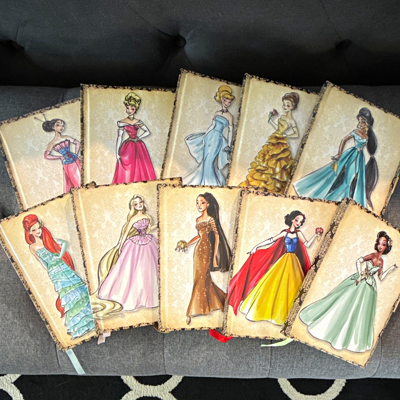 Disney Princess designer collection journal notebook Damask full set w/ pens NEW