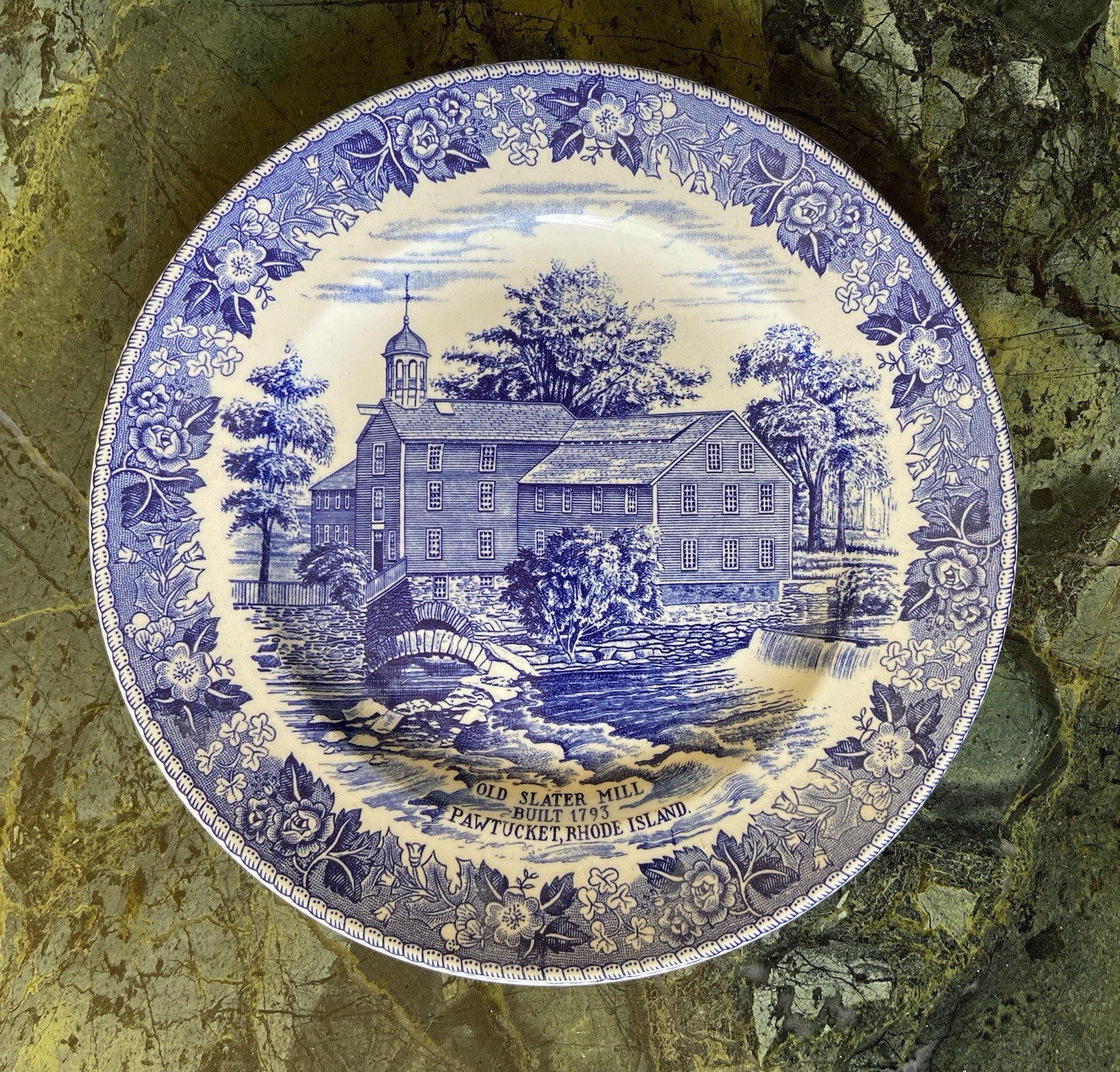 Old English Staffordshire Collector Plate - Old Slater Mill Pawtucket RI