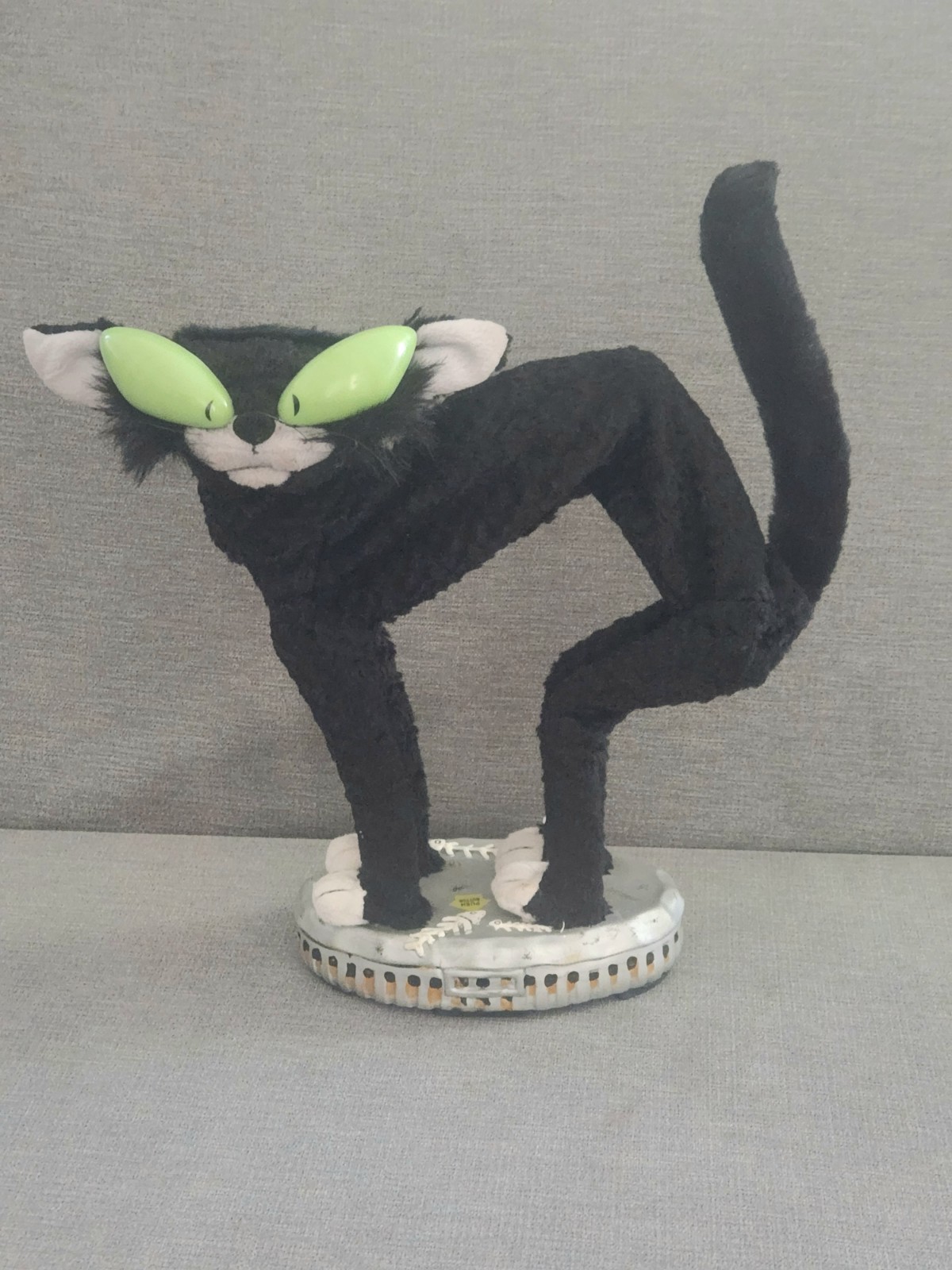 Vtg Gemmy Animated Musical Fraidy Cat Halloween Black Alley Cat Sings Moves VGC