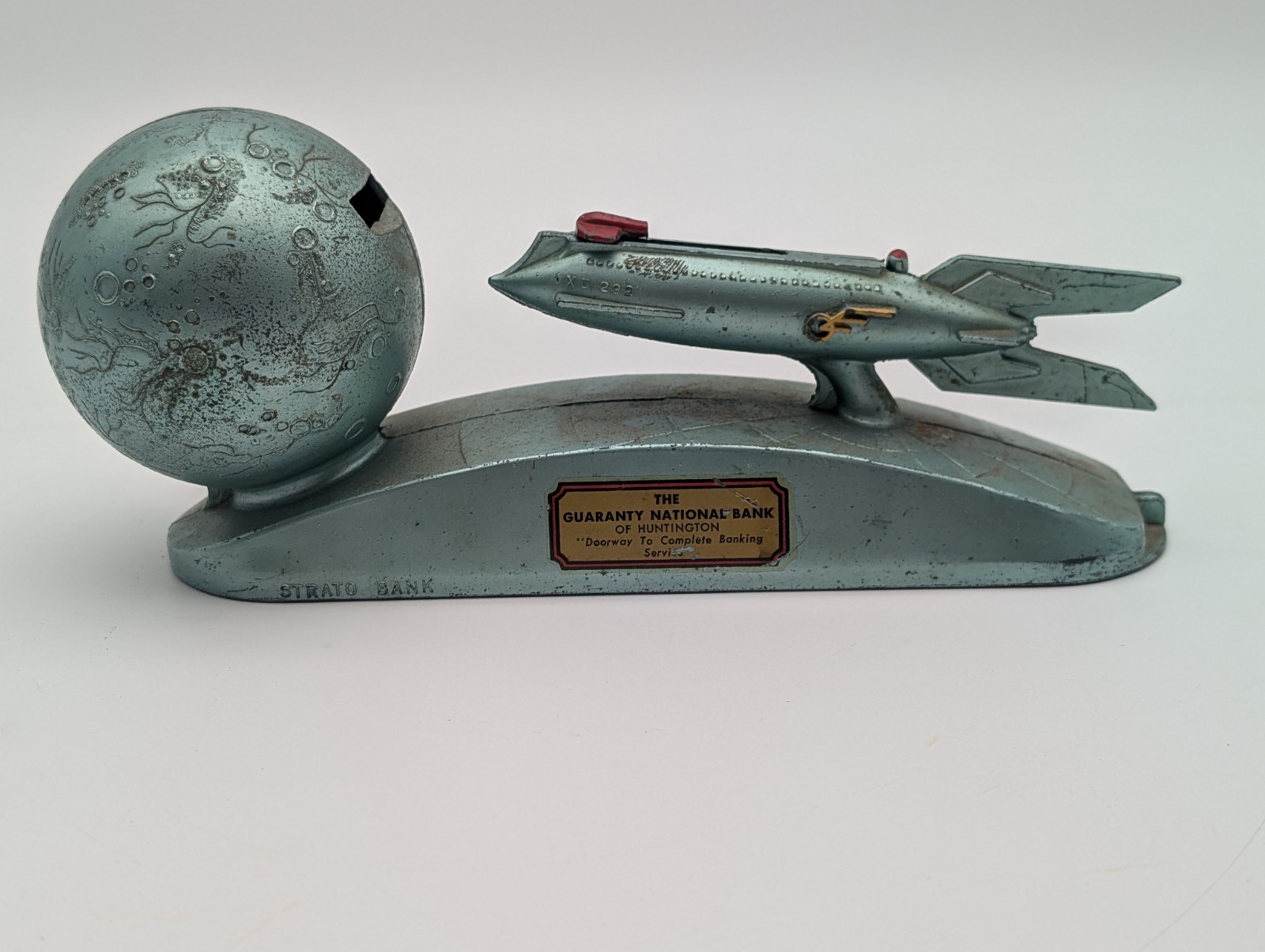 VTG 1950's Shoot The Moon Strato Mechanical Coin Bank West Virginia - No Key