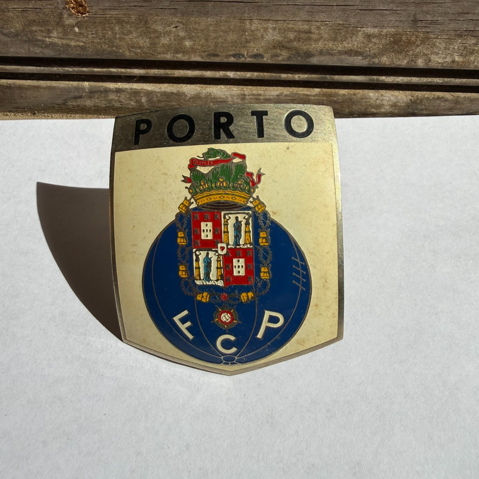 Vintage 1960s FC Porto Car Grille Badge Enamel Mascot Emblem NOS w/ Tag Rare