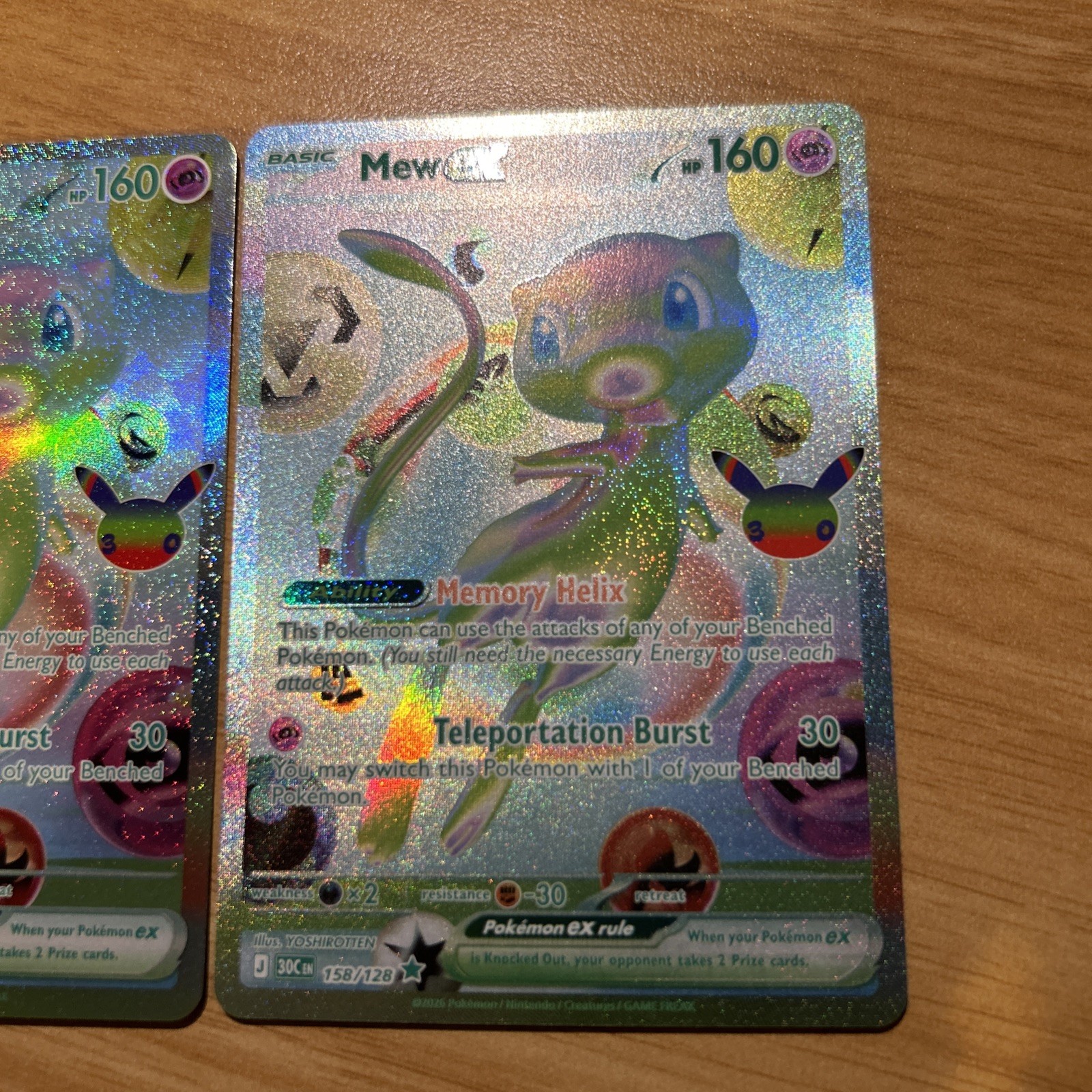 Pokémon 30th Celebration Mew ex 158 Texture Error/Misprint Read Description