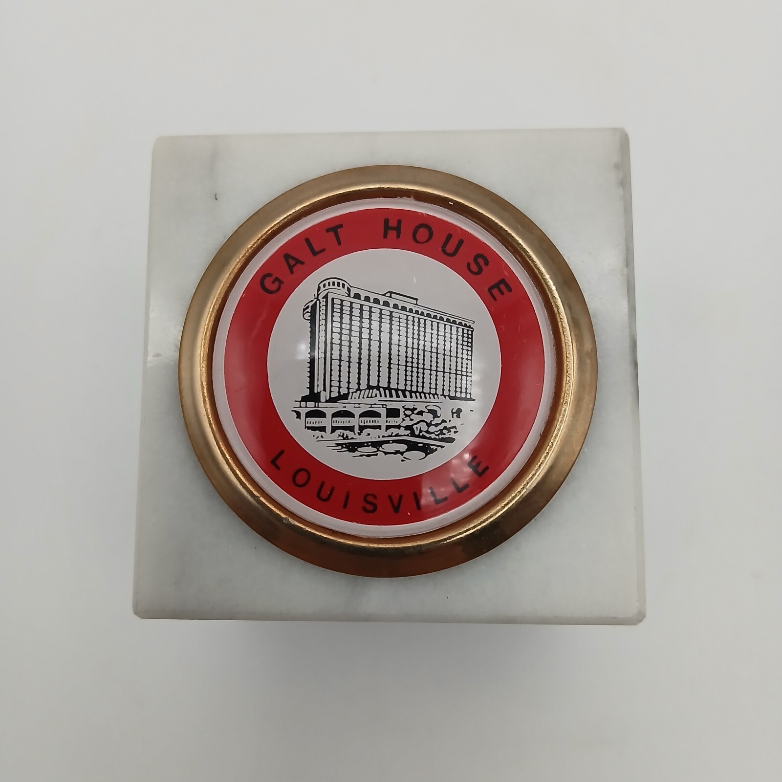 Vintage Galt House Hotel Louisville Paperweight Marble Base Advertising Souvenir