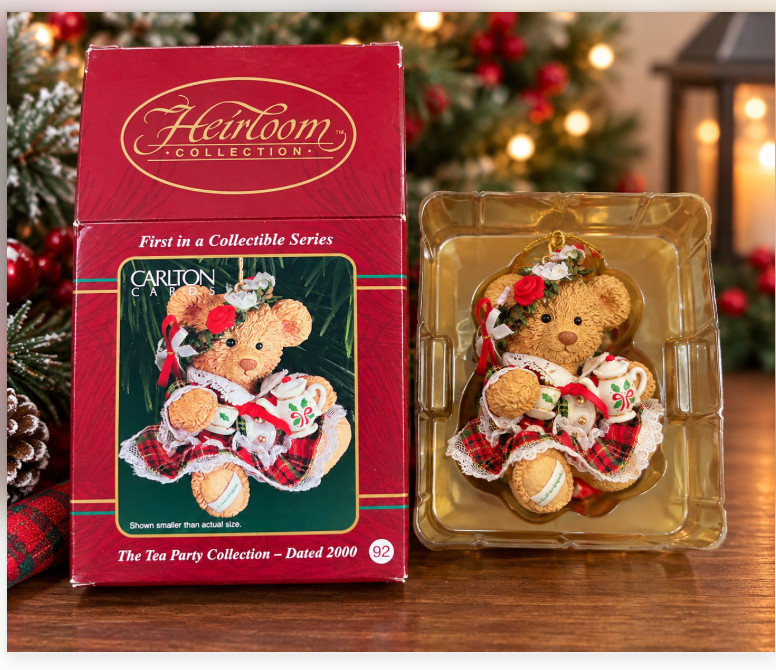 Carlton Cards Heirloom Tea Party Collection Teddy Bear Ornament 2000 1st Series