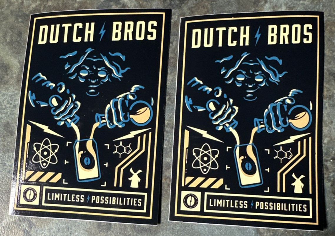 Lot of 2 Dutch Bros Coffee Limitless Possibilities Mad Chemist Stickers