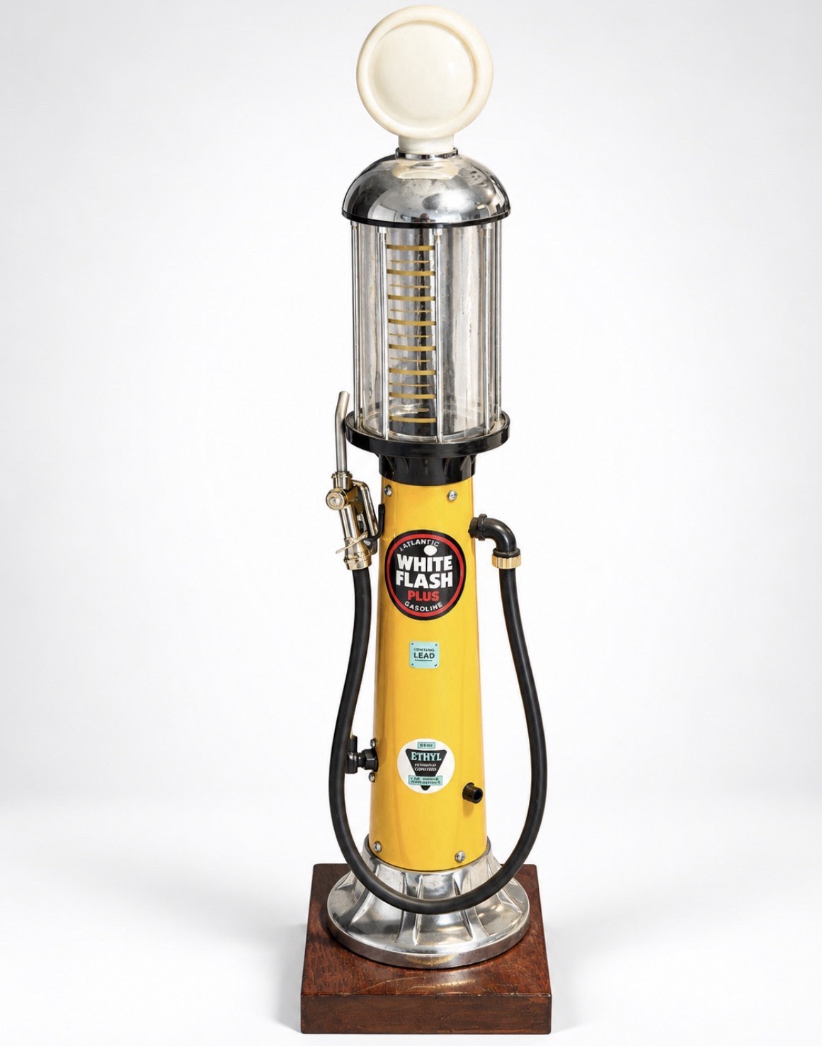 Vintage Atlantic White Flash Plus American Gas Pump Replica Dispenser Circa 1920