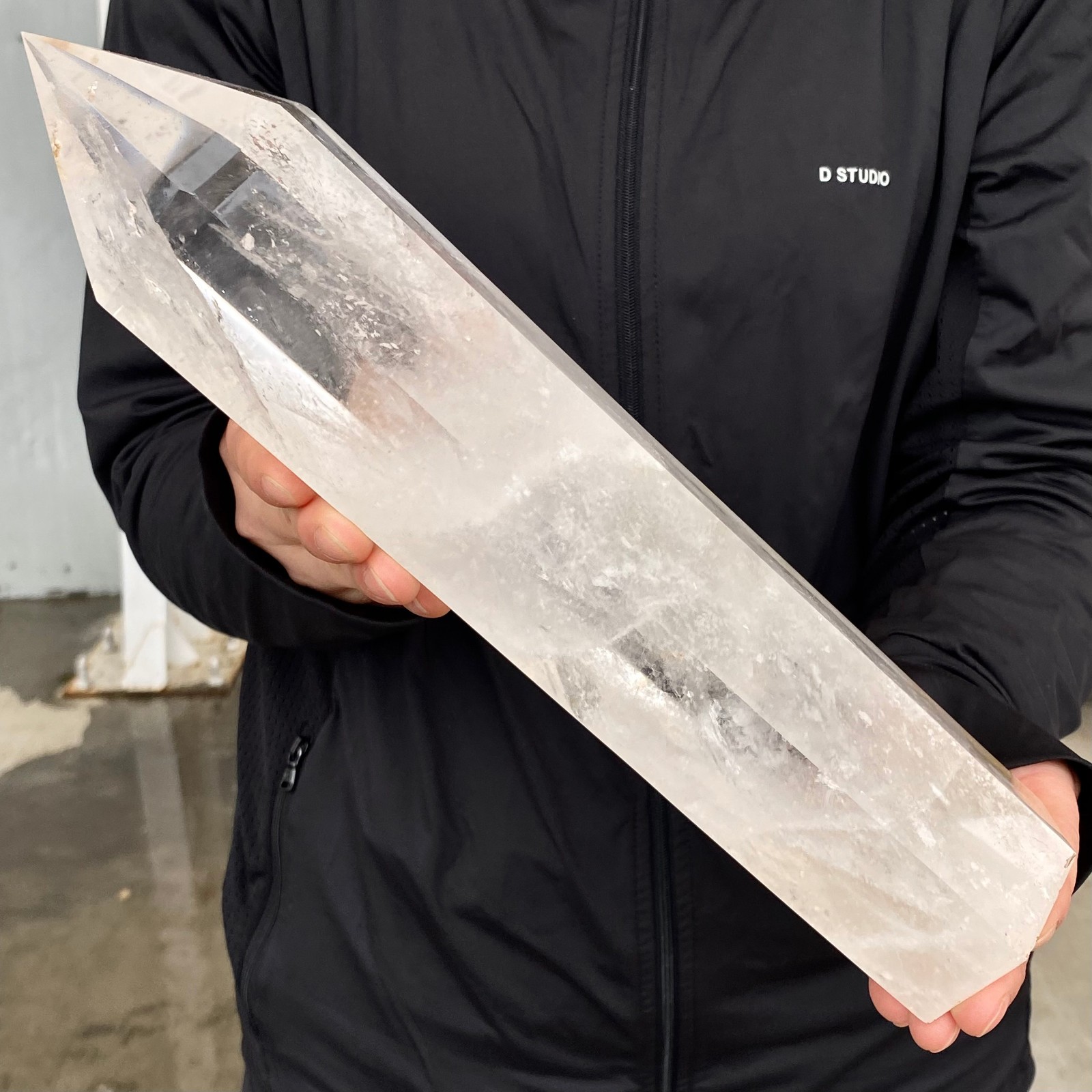 5.73LB Natural clear white crystal obelisk Crystal energy column Reiki healing