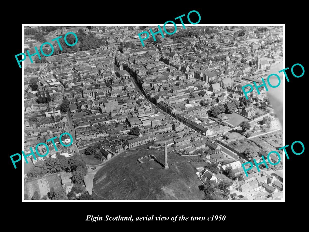 Elgin Scotland Aerial View Of The Town c1950 2 Old Large Historic Photo