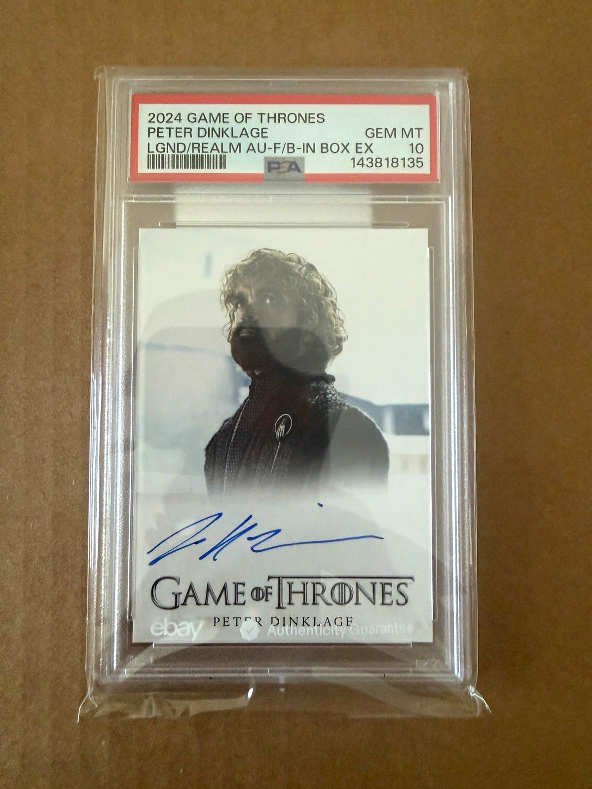 Rittenhouse 2024 Game of Thrones Peter Dinklage PSA 10 Auto LGND/REALM AU-F/B
