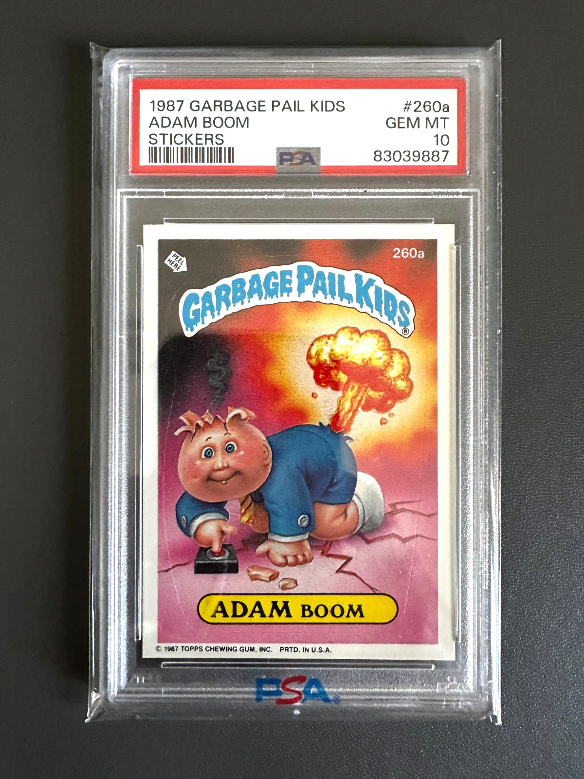 1987 Garbage Pail Kids OS7 #260a ADAM BOOM PSA 10 GEM MINT  (LOW POP)