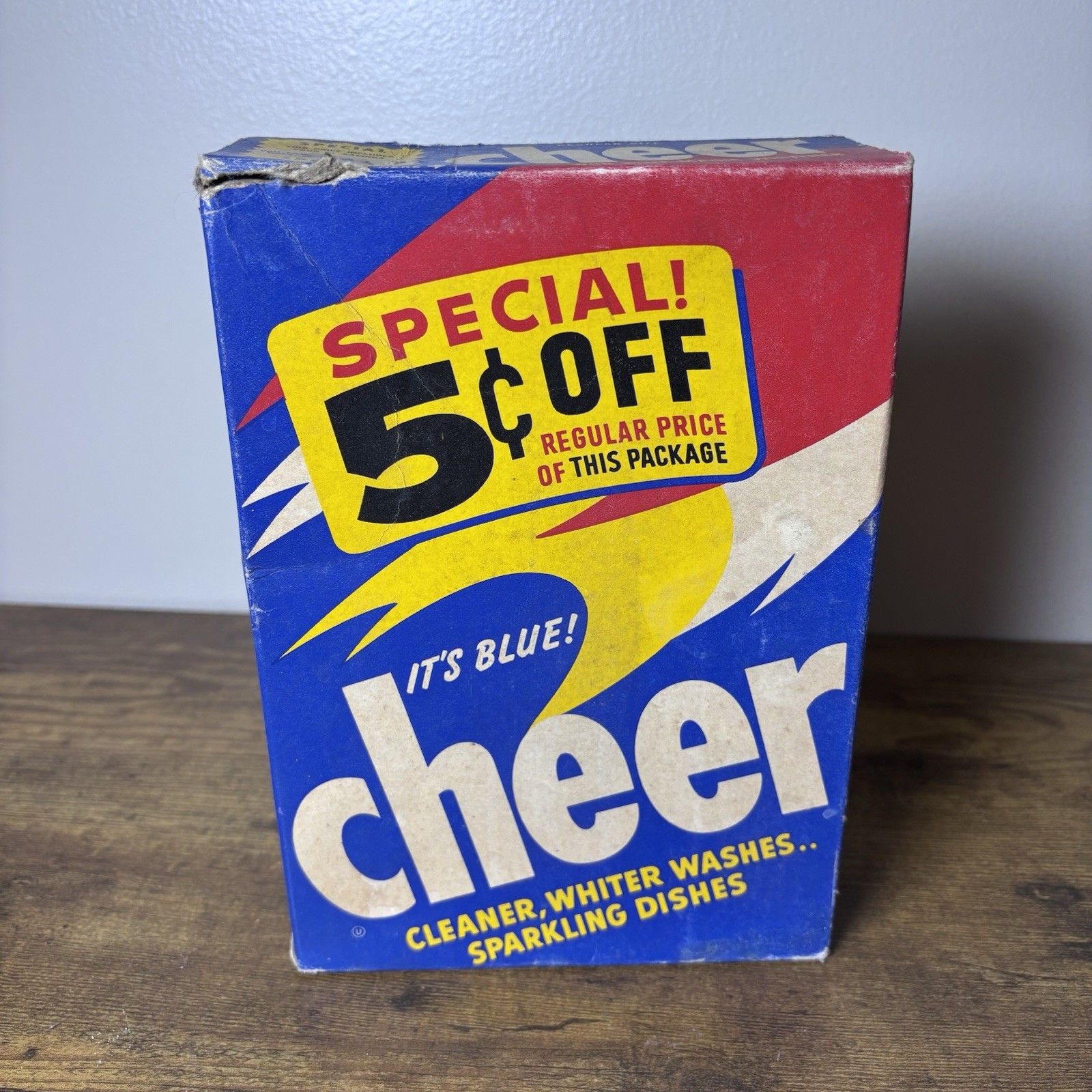 Vintage 1950s Cheer Laundry Detergent Empty Box Blue Magic P&G Advertising Empty