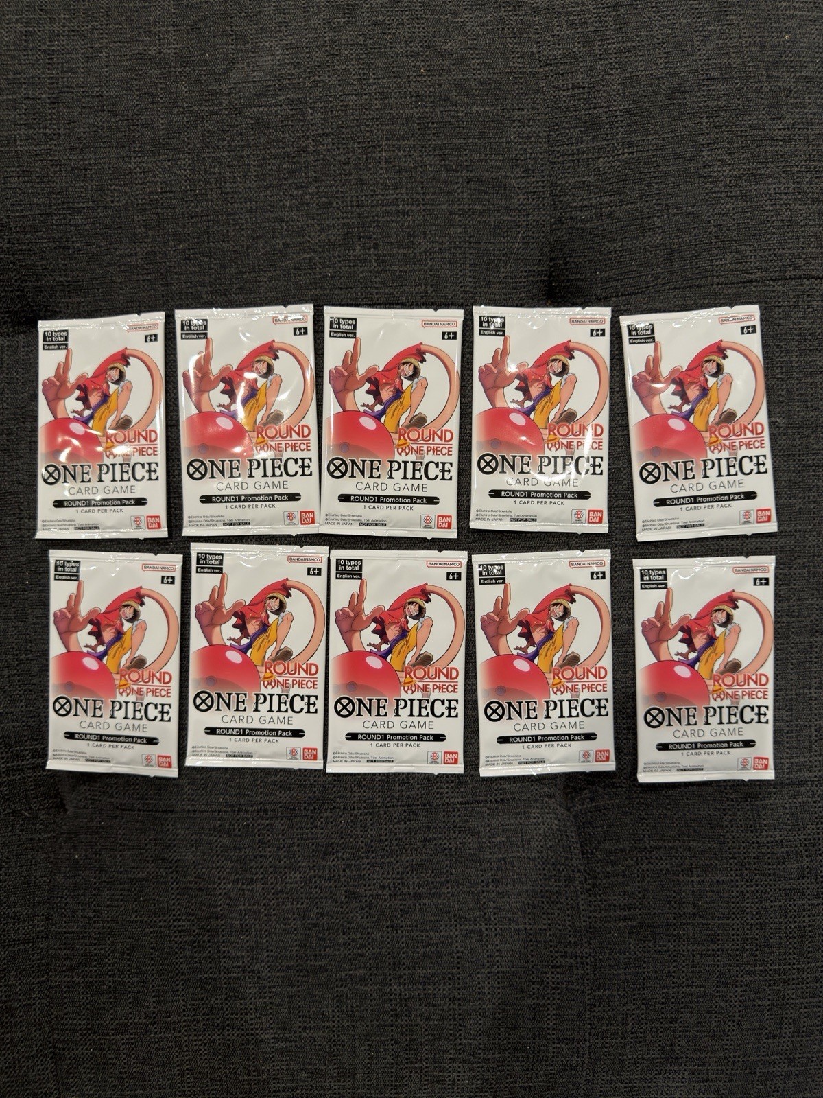 One Piece TCG Round1 Promotion Pack Lot of 10 English Sealed Promo Packs