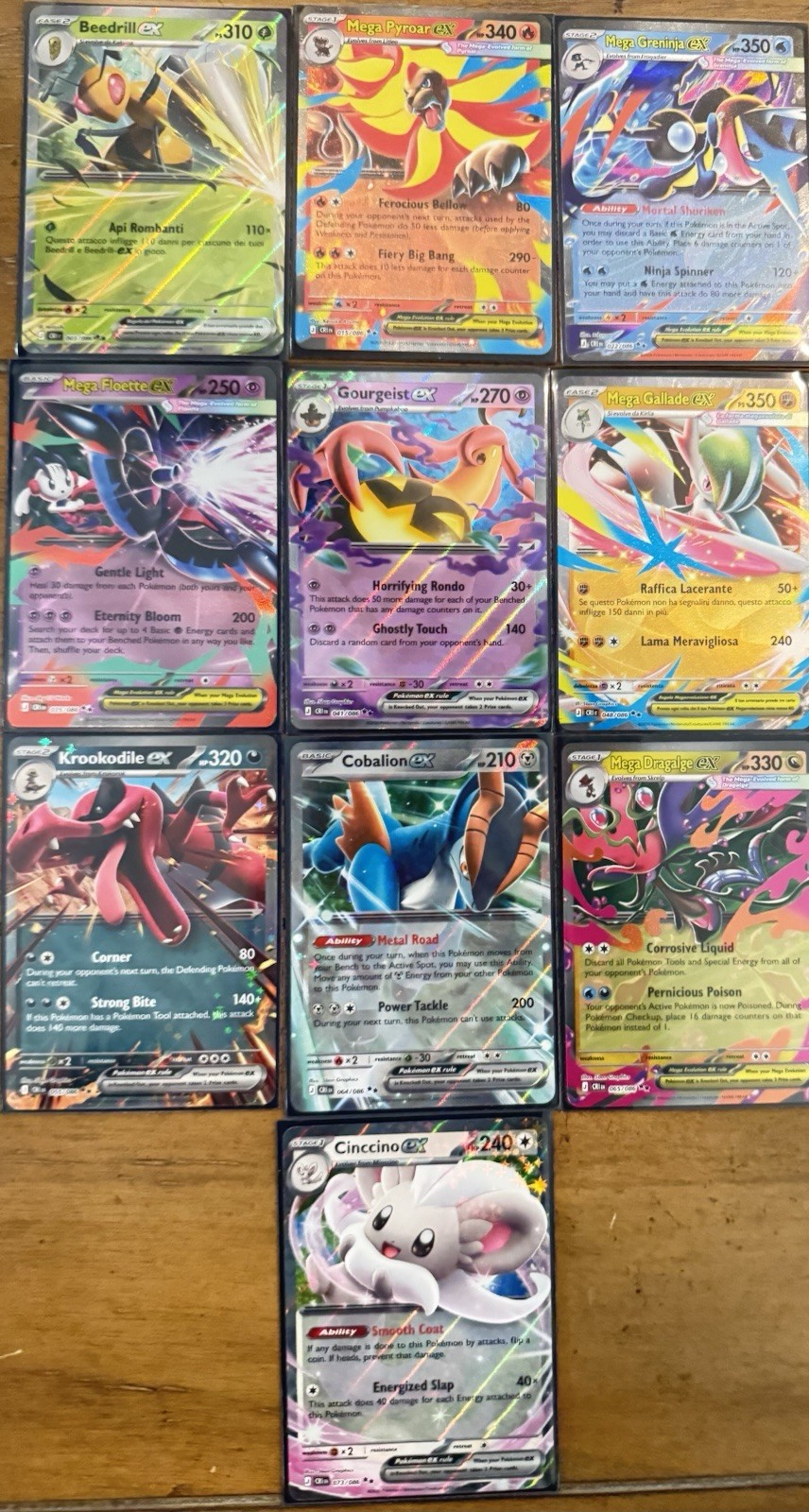 Set Of All 10 Double Rare Ex Cards From Pokémon Mega Evolution - Chaos Rising